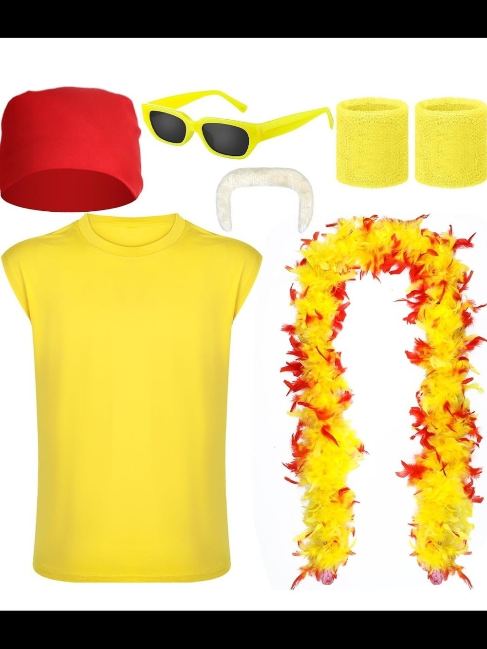 6 Pcs Halloween Wrestler Costume Set Hulk Hogan Size XL